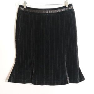 Tulle Black Faux Suede Striped Mermaid Pencil Skirt with Satin Trim Size M